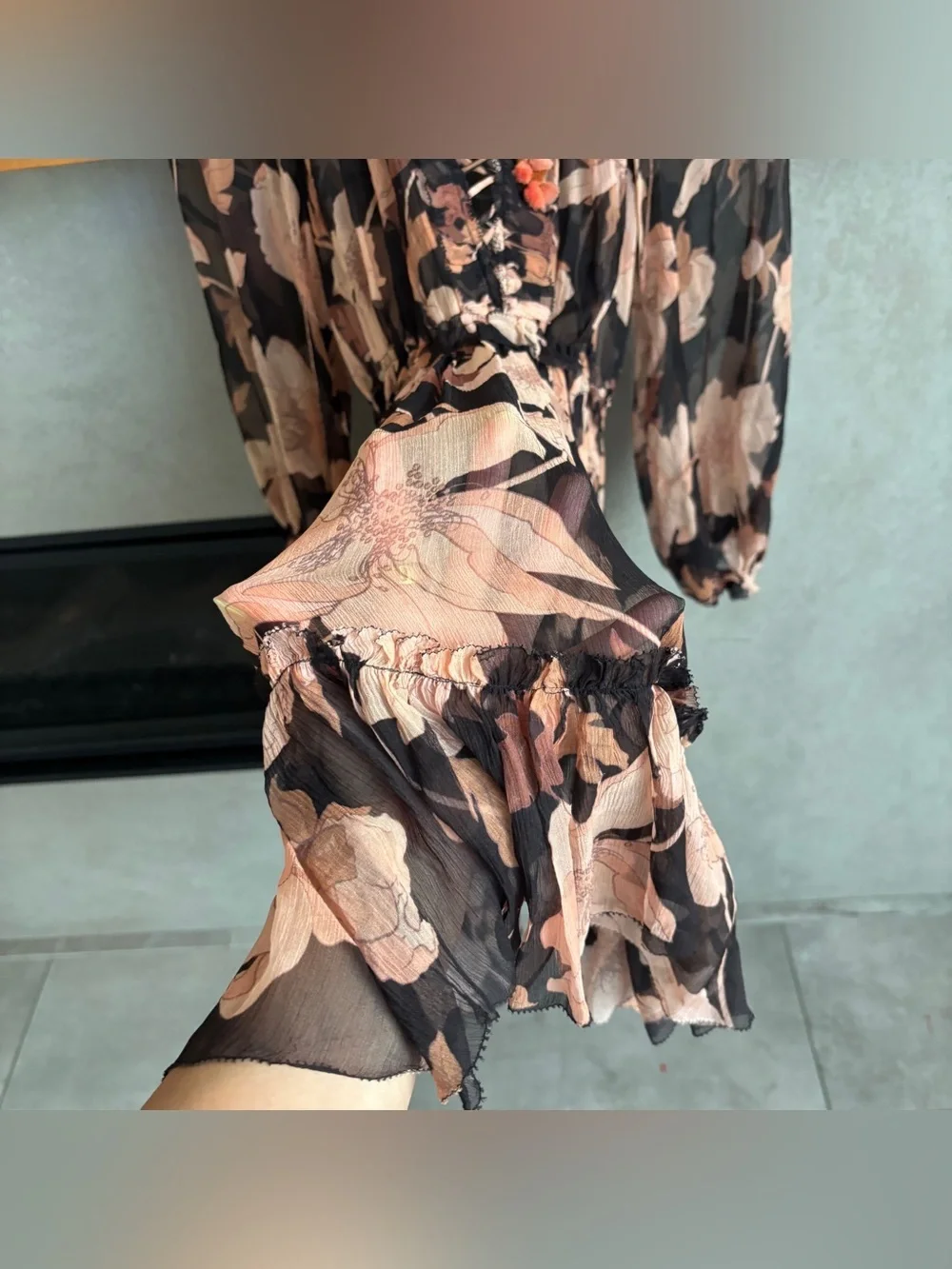 ZIMMERMANN Concert Lace-Up Floral-Print Silk-Crepon Mini Dress, Size 2/ US 6-8